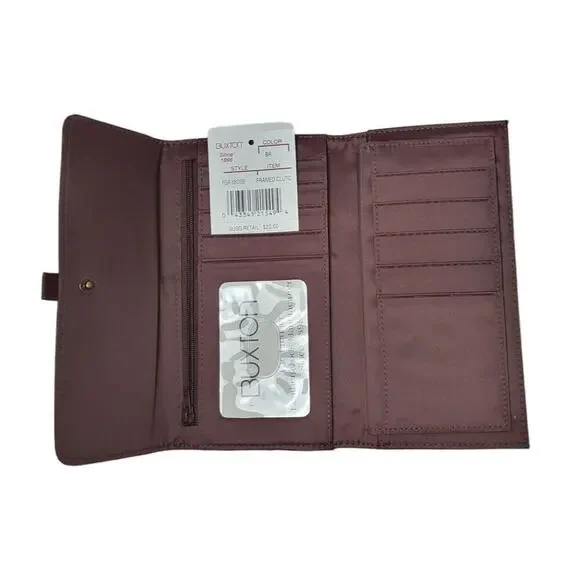 BUXTON Wallet Framed Clutch Coin Organizer Faux Leather NEW - Picture 2 of 5